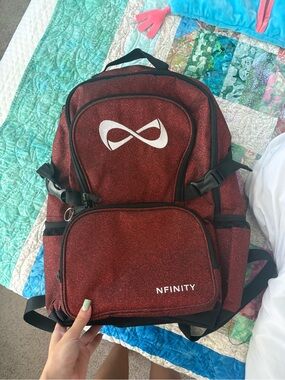 NFINITY Sparkling Red cheer bag  Backpack with White Logo
